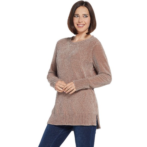 Denim&Co Sweaters - Women's Chenille Scoop Neck Long Sleeve Sweater